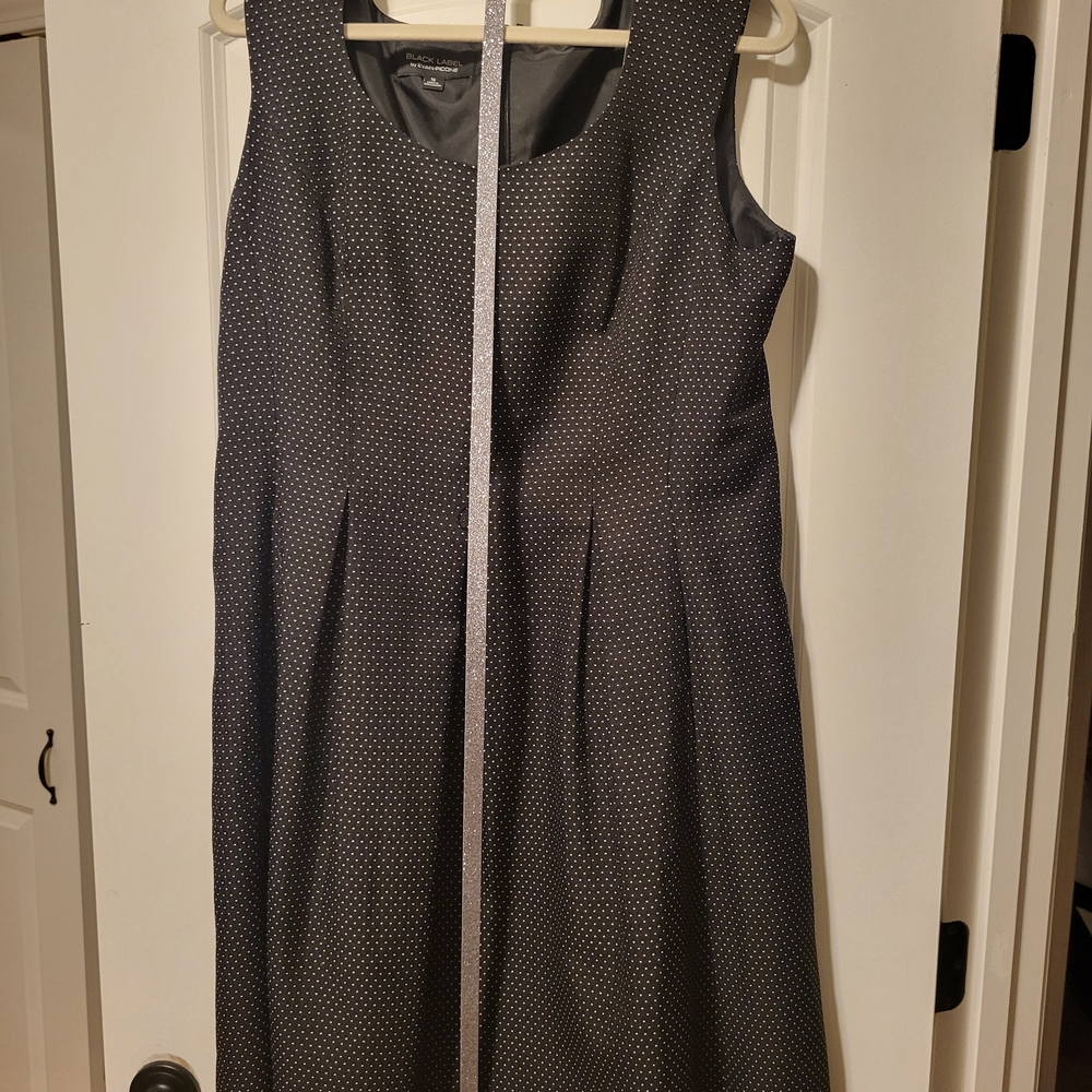 Evan Picone Black and White Polka Dot Midi Dress
